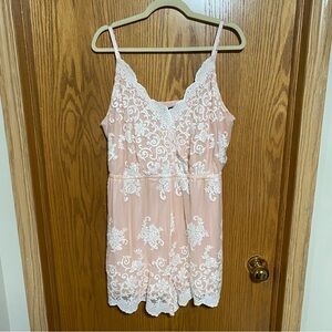 Plus Size Embroidered Lace Romper
